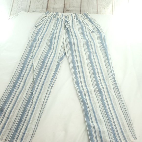 The Lady & The Sailor Womens Blue Striped Elastic Waist Wide Leg Pants Size 3 - Picture 2 of 13